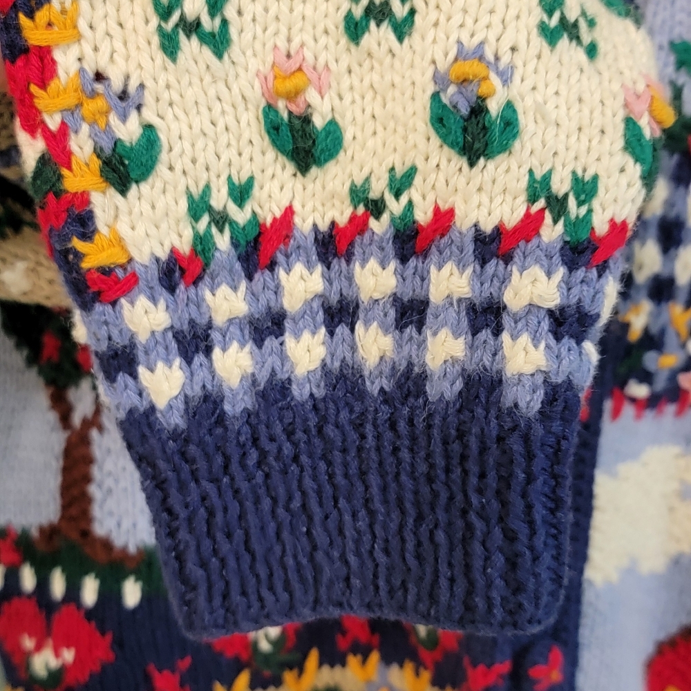 Vintage Northern Isles Hand Knit Freedom USA Prairie Land Sweater Cardigan Small - Picture 11 of 16